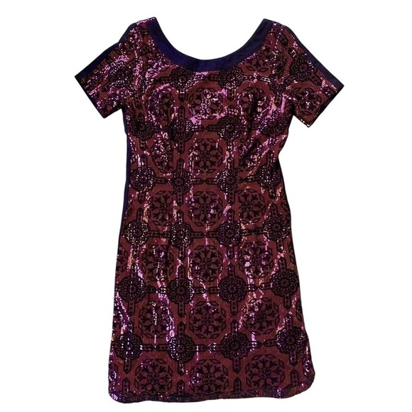 Plenty by Tracy Reese Sequined Geo Dot Stretch Cocktail Dress Black Red Size 2 - Picture 6 of 6